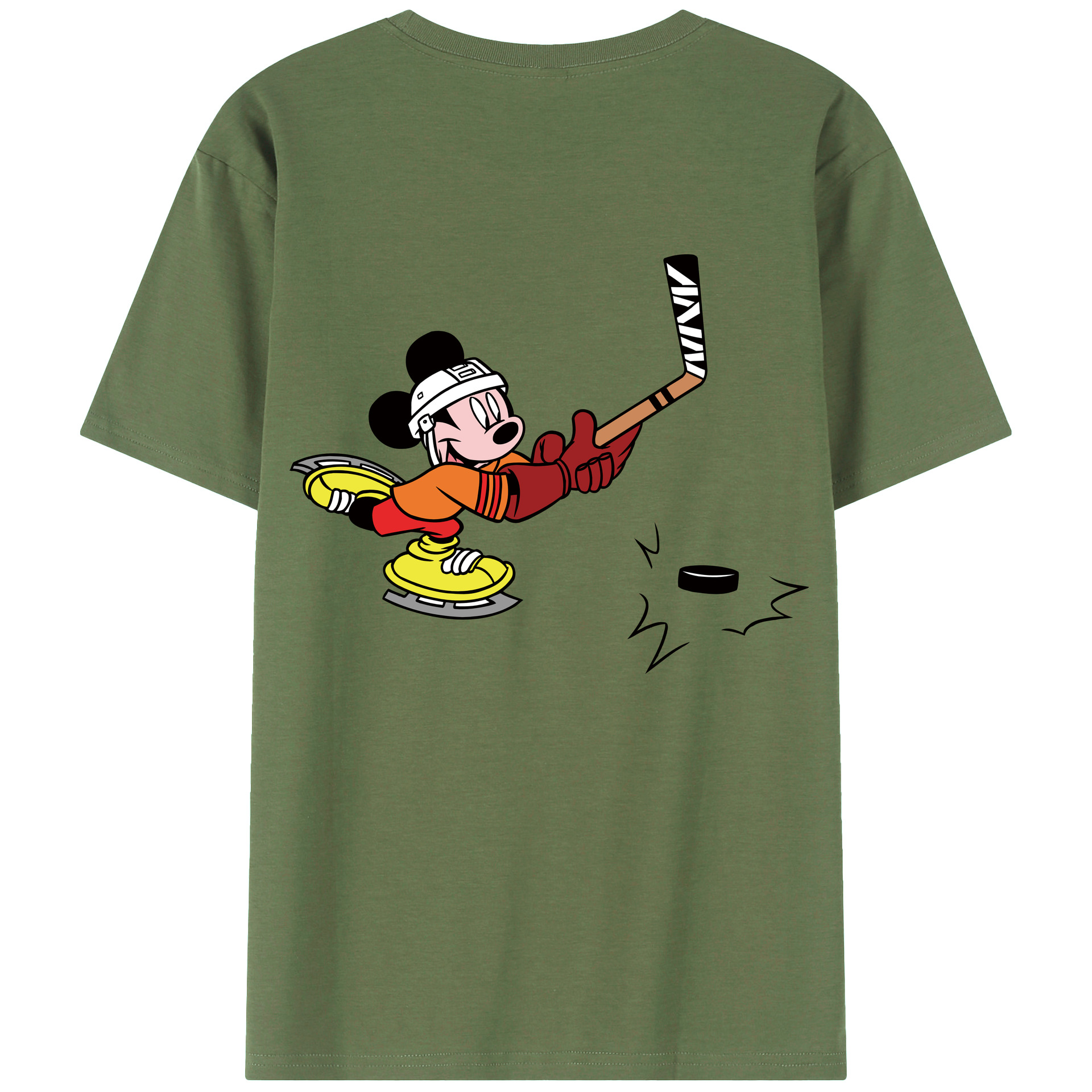ミッキーマウス Mickey Mouse 綿100％ メンズ半袖Tシャツ（バックプリント） 通気性
